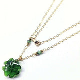 Dark Green Sparkly Crystal Lucky Clover Necklace by Alexa Martha Designs