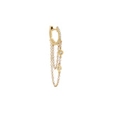 Diamond Double Bezel Drop Chain Huggie Earring 14K by By Adina Eden