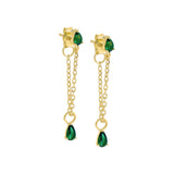 Dangling Teardrop Chain Front Back Stud Earring by By Adina Eden