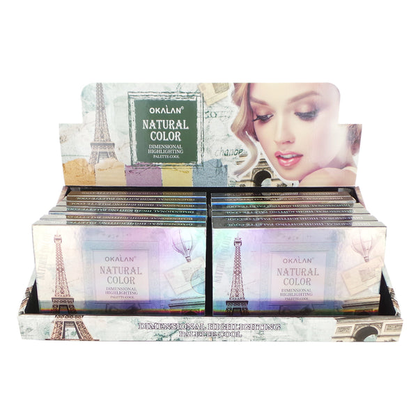 OKALAN Natural Color Dimensional Highlight Palette - Cool Display Set, 12 Pieces -  Cool Display Set, 12 Pieces