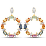 4.12 Carat Genuine Multi Sapphire .925 Sterling Silver Earrings