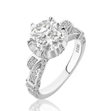 Rodiffy Moissanite 2.0Ct Round Cut Twist White Gold Promise Bridal Ring