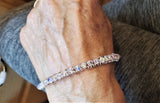 Two Metal  Embossed Wire Wrapped Crystal Bangle by Alexa Martha Designs