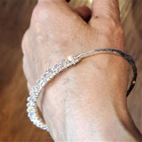 Two Metal  Embossed Wire Wrapped Crystal Bangle by Alexa Martha Designs