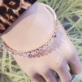 Two Metal  Embossed Wire Wrapped Crystal Bangle by Alexa Martha Designs