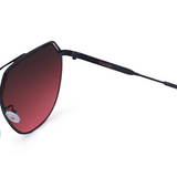 Farrah - Black Frame Ruby Lens Square Aviator Sunglasses by TopFoxx