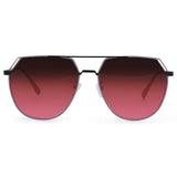Farrah - Black Frame Ruby Lens Square Aviator Sunglasses by TopFoxx