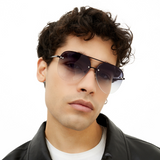 Megan 2 - Faded Black Metal Aviator Sunglasses by TopFoxx