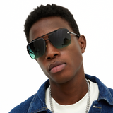 Bella - Dark Green Oversized Squared Aviators by TopFoxx