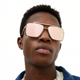 Bella - Rose Gold Oversized Squared Aviators by TopFoxx