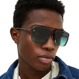 Bella - Dark Green Oversized Squared Aviators by TopFoxx