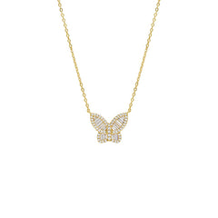 Small Pavé X Baguette Butterfly Necklace by By Adina Eden