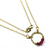 Gold Filled Pink Chalcedony Open Circle Necklace by Alexa Martha Designs