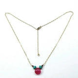 Pink Chalcedony Drop and Turquoise Gold Filled Necklace