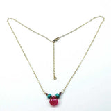 Pink Chalcedony Drop and Turquoise Gold Filled Necklace