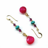 Gold Filled Wire Wrapped Pink Turquoise Gemstone Earrings