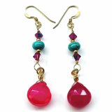 Gold Filled Wire Wrapped Pink Turquoise Gemstone Earrings