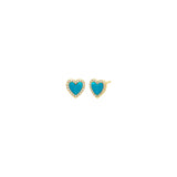 Colored Stone Pavé Heart Stud Earring by By Adina Eden
