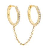 Diamond Double Huggie Chain Earring 14K by By Adina Eden