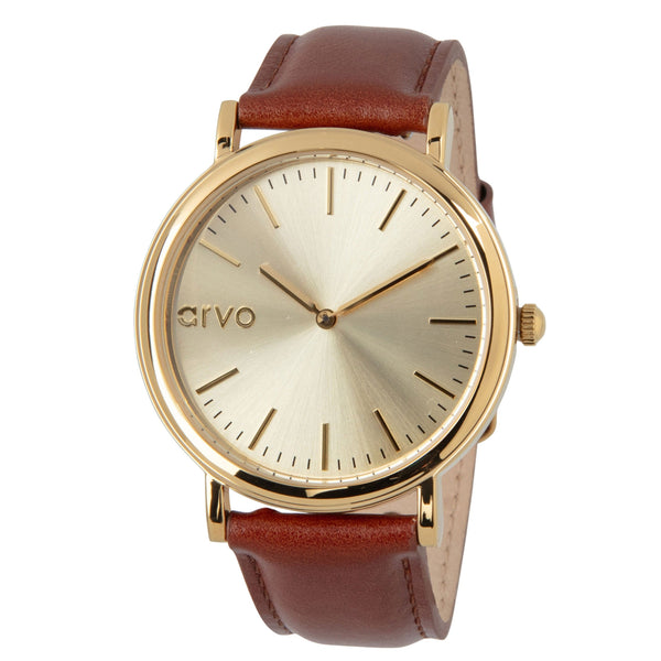 Arvo Gold Time Sawyer Watch - Brown Leather by Arvo