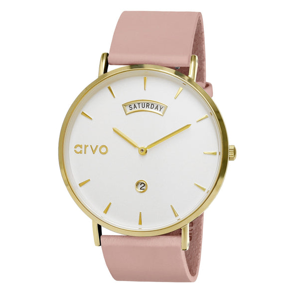 Arvo Awristacrat Watch - Gold - Blush Leather Band by Arvo