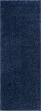 Faina Solid Dark Blue Shag Rug Washable