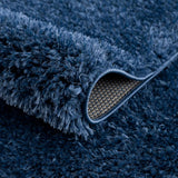 Faina Solid Dark Blue Shag Rug Washable