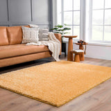 Faina Solid Gold Shag Rug Washable