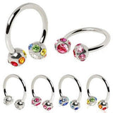 316L Surgical Steel Horseshoe with Multi Color Gem balls by Fashion Hut Jewelry