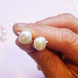 Handmade 10mm Lustrous Baroque Freshwater Pearl Silver Spiral Studs