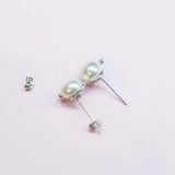 Handmade 10mm Lustrous Baroque Freshwater Pearl Silver Spiral Studs