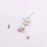 Handmade 10mm Lustrous Baroque Freshwater Pearl Silver Spiral Studs