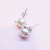 Handmade 10mm Lustrous Baroque Freshwater Pearl Silver Spiral Studs