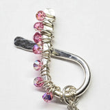 Handmade 2025 Breast Cancer Awareness Pink Crystal Ribbon Necklace