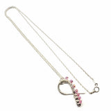 Handmade 2025 Breast Cancer Awareness Pink Crystal Ribbon Necklace