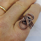 Handmade Copper Sculpted Double Infinity Eternity Ring