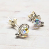 4mm Handmade Silver Crystal Spiral Ear Studs
