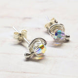 4mm Handmade Silver Crystal Spiral Ear Studs
