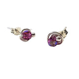 4mm Handmade Silver Crystal Spiral Ear Studs