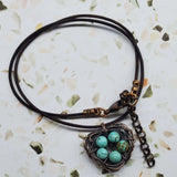 Handmade Copper Robin Nest Necklace with Up To 5 Beads