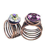 Handmade Copper Wire Wrapped Crystal Heart Glam Ring by Alexa Martha