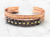 Silver Wire Wrapped Crystal Textured Copper Cuff Set