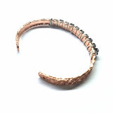 Silver Wire Wrapped Crystal Textured Copper Cuff Set