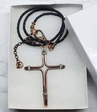 Handmade Large Copper and Silver Wire Cross Necklace for Men