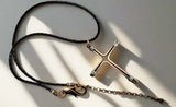 Handmade Large Copper and Silver Wire Cross Necklace for Men