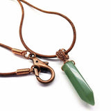 Handmade Rustic Wire Wrapped Gemstone Leather Necklace