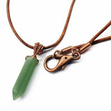Handmade Rustic Wire Wrapped Gemstone Leather Necklace