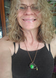 Handmade Wire Sculpted Green Crystal Copper Eye Necklace by Alexa Martha Designs