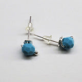 Handmade 6mm Silver Spiral Crystal Stud Earrings