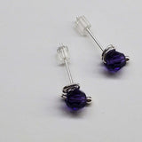 Handmade 6mm Silver Spiral Crystal Stud Earrings